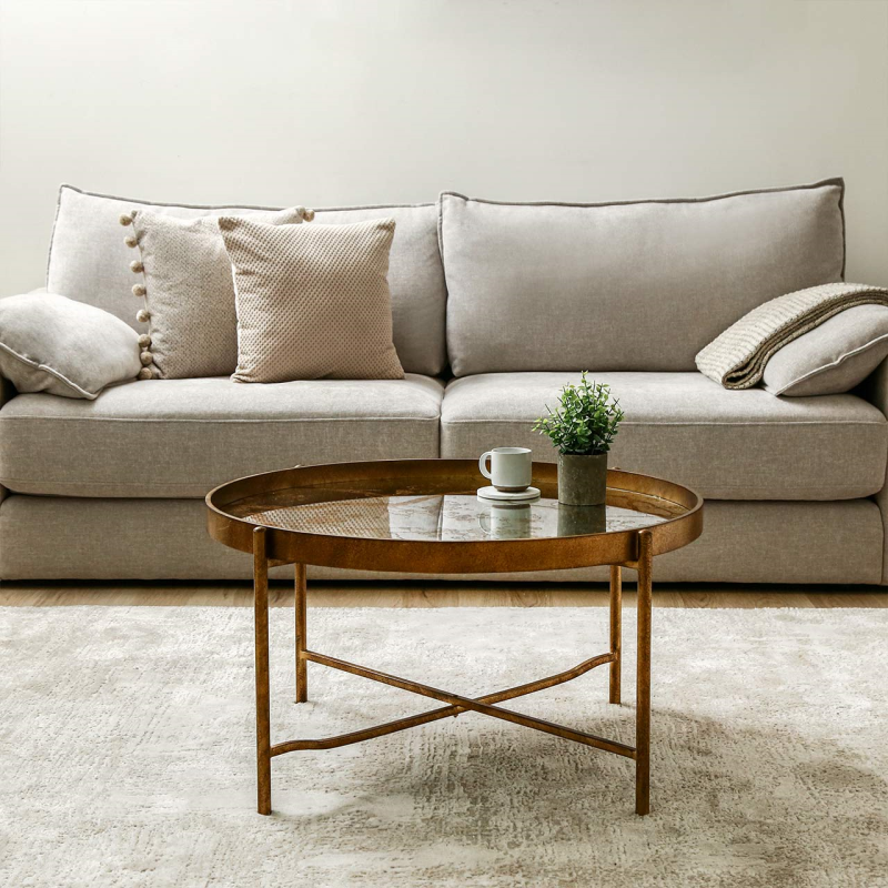 Antique Gold and Mirror Top Coffee Table