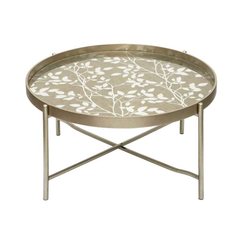 Champagne Coffee Table with Leaves Design KD Legs