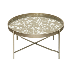 Champagne Coffee Table with Leaves Design KD Legs