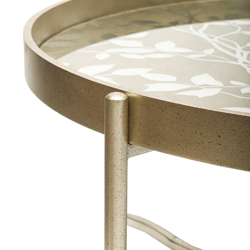 Champagne Coffee Table with Leaves Design KD Legs