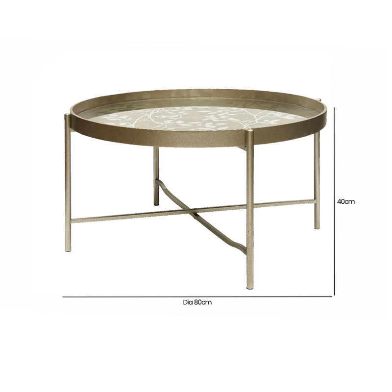 Champagne Coffee Table with Leaves Design KD Legs