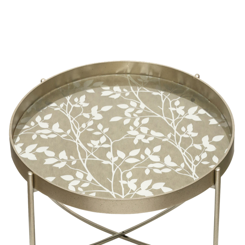 Champagne Coffee Table with Leaves Design KD Legs