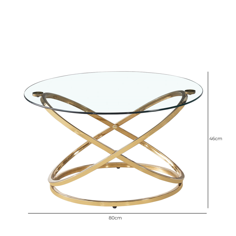 Rizzo Gold Coffee Table Glass Top