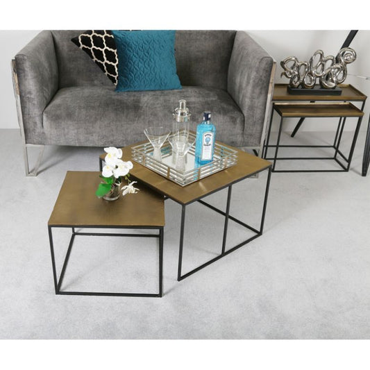 Mahi Set of 2 Black and Gold Nesting Tables