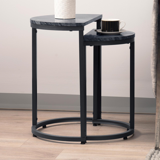 Alora Set of 2 Half Moon Black Nest Table