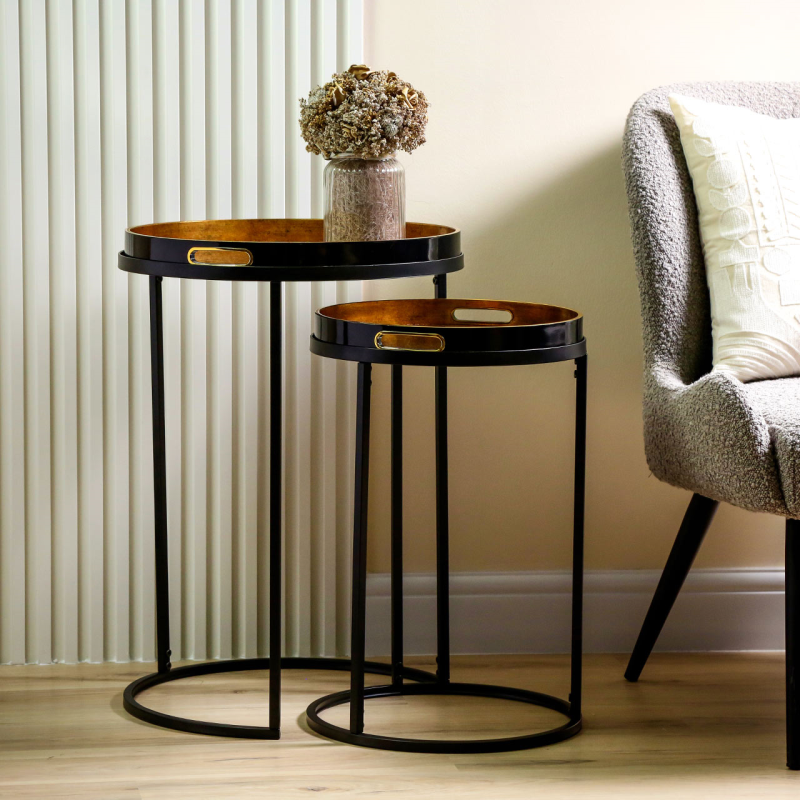 Olin Antique Gold Leaves Nesting Tables