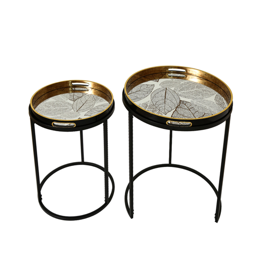 Olin Antique Gold Leaves Nesting Tables