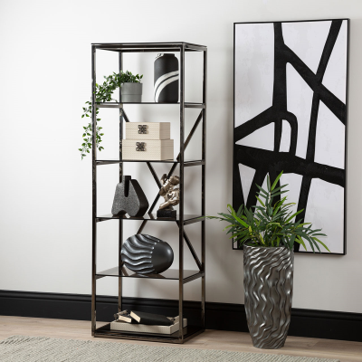 The 5-Tier Grey Gunmetal with Smoke Glass Display Unit