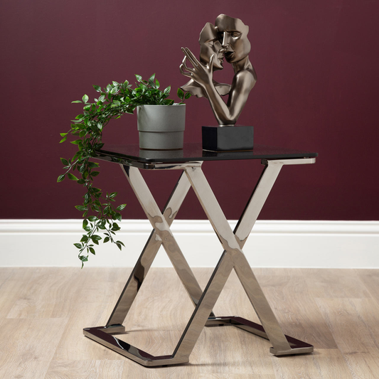 Axel Grey Gunmetal with Smoke Glass End Table