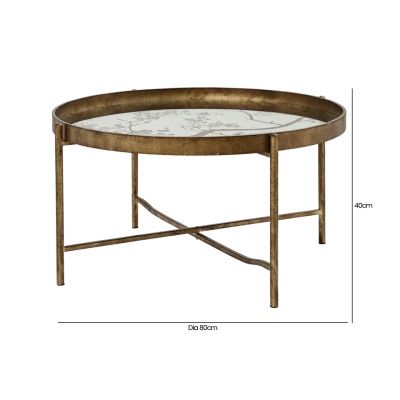 Antique Gold and Mirror Top Coffee Table