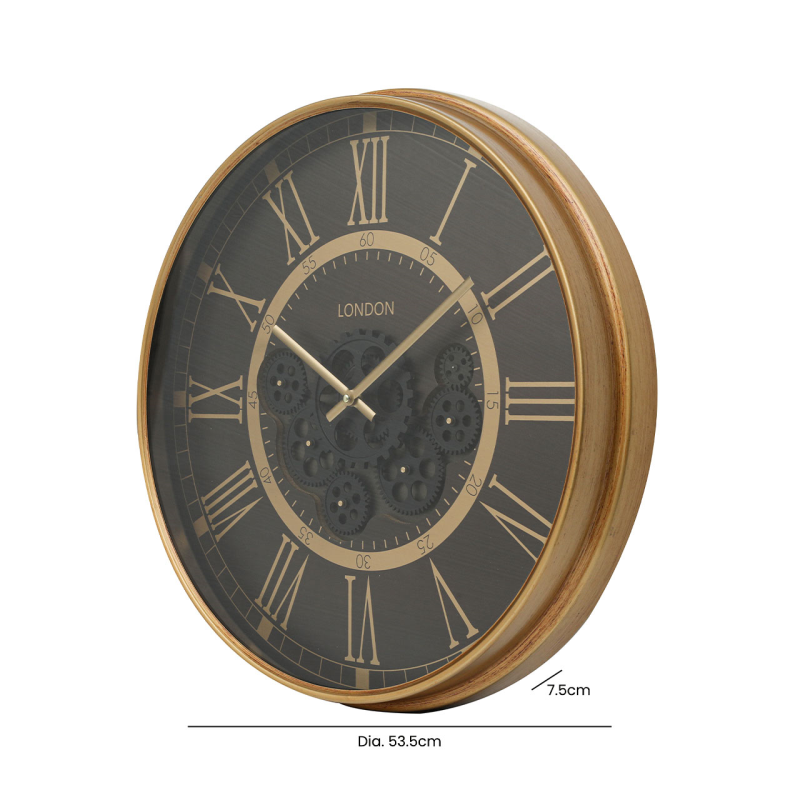 53.5cm Gold Gears Wall Clock