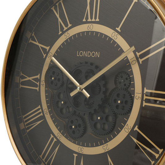53.5cm Gold Gears Wall Clock