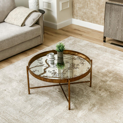 Antique Gold and Mirror Top Coffee Table