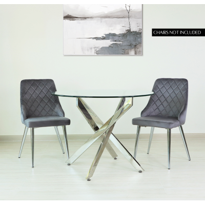 Chrome And Glass Round Dining Table