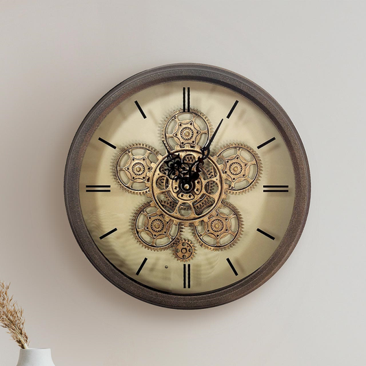36cm Copper Gears Wall Clock
