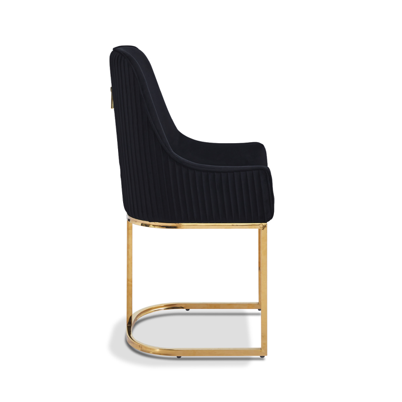 Eri Black Velvet Dining Chair with Gold Legs