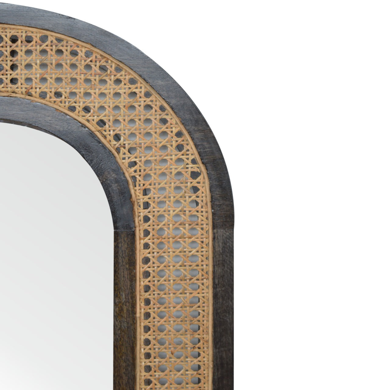Rattan Mirror in Carbon Black