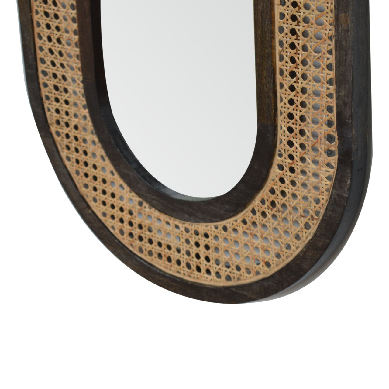 Rattan Mirror in Carbon Black