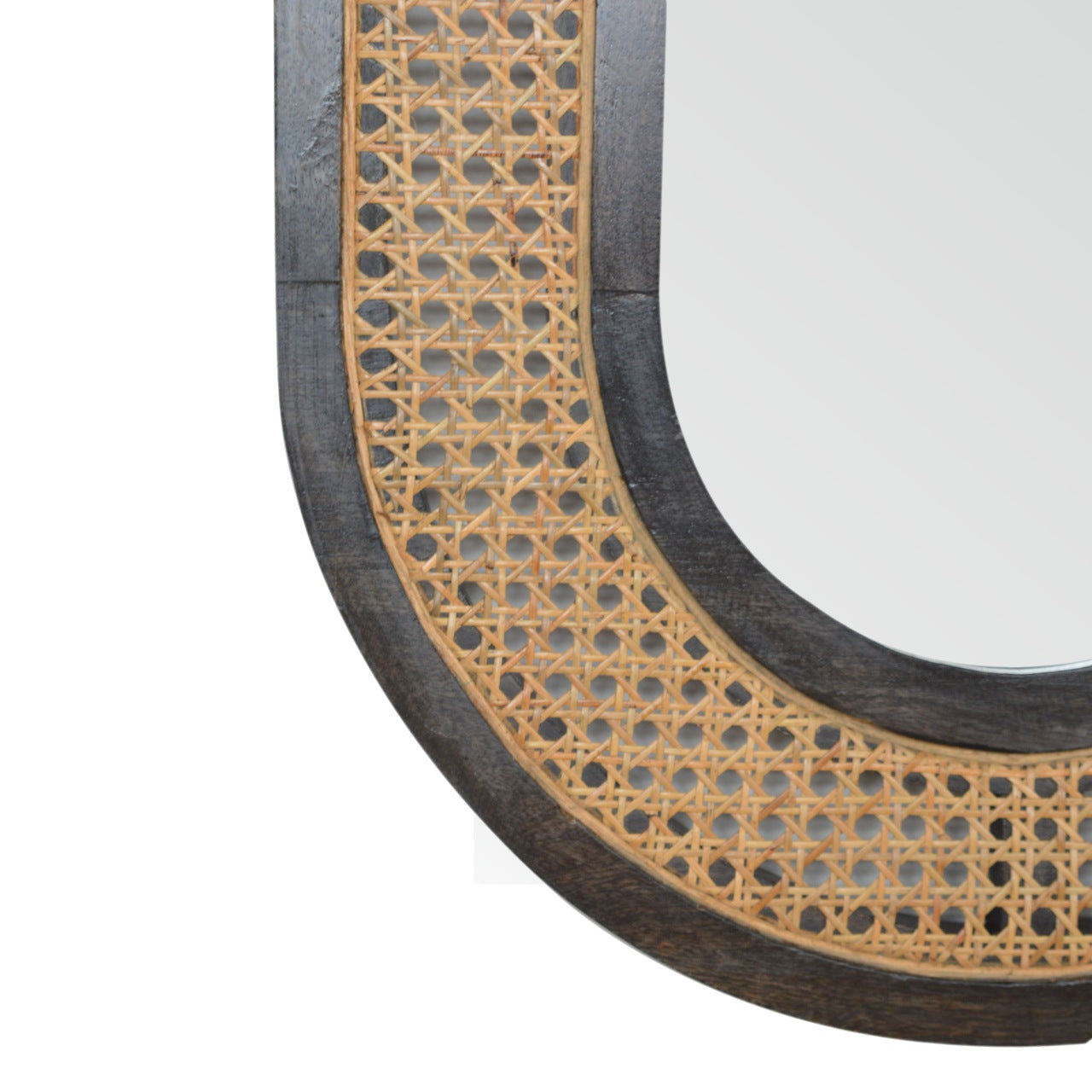 Rattan Mirror in Carbon Black