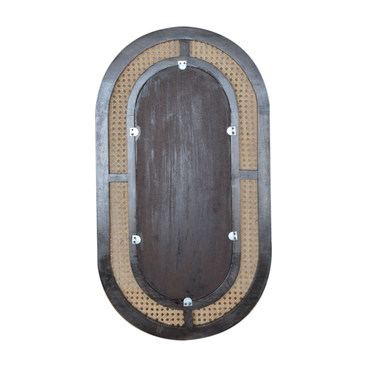 Rattan Mirror in Carbon Black