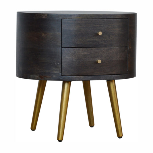 Ash Black Bedside Table with Stylish Brass Legs