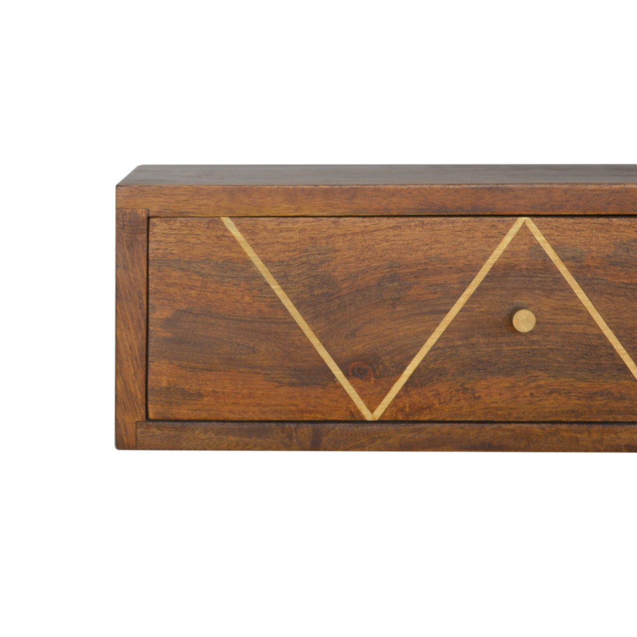Chestnut Wall Mounted Bedside with Brass Inlay