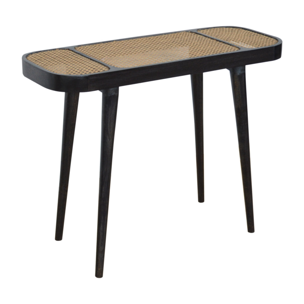 Rattan Console Table in Ash Black
