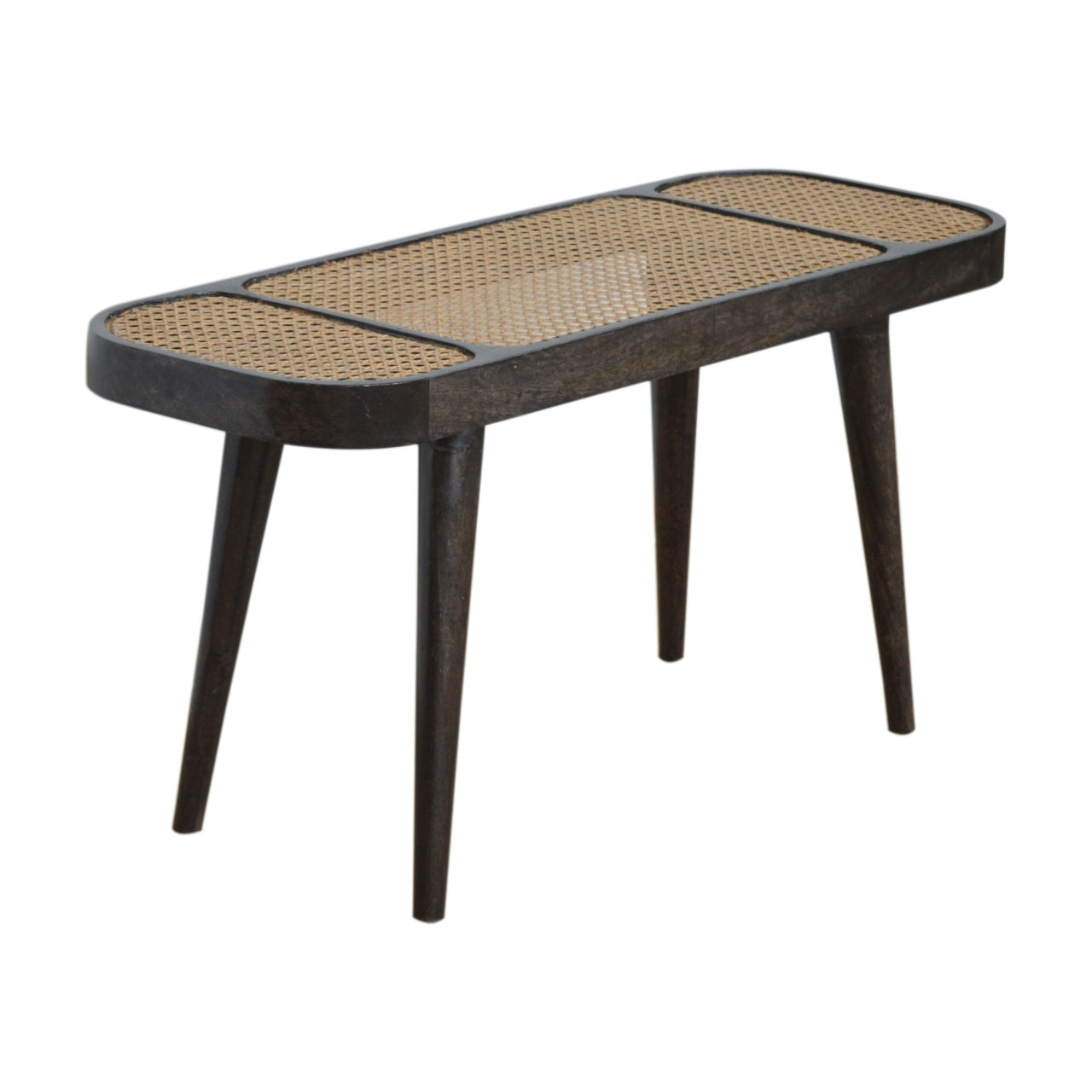 Rattan Bench in Ash Black