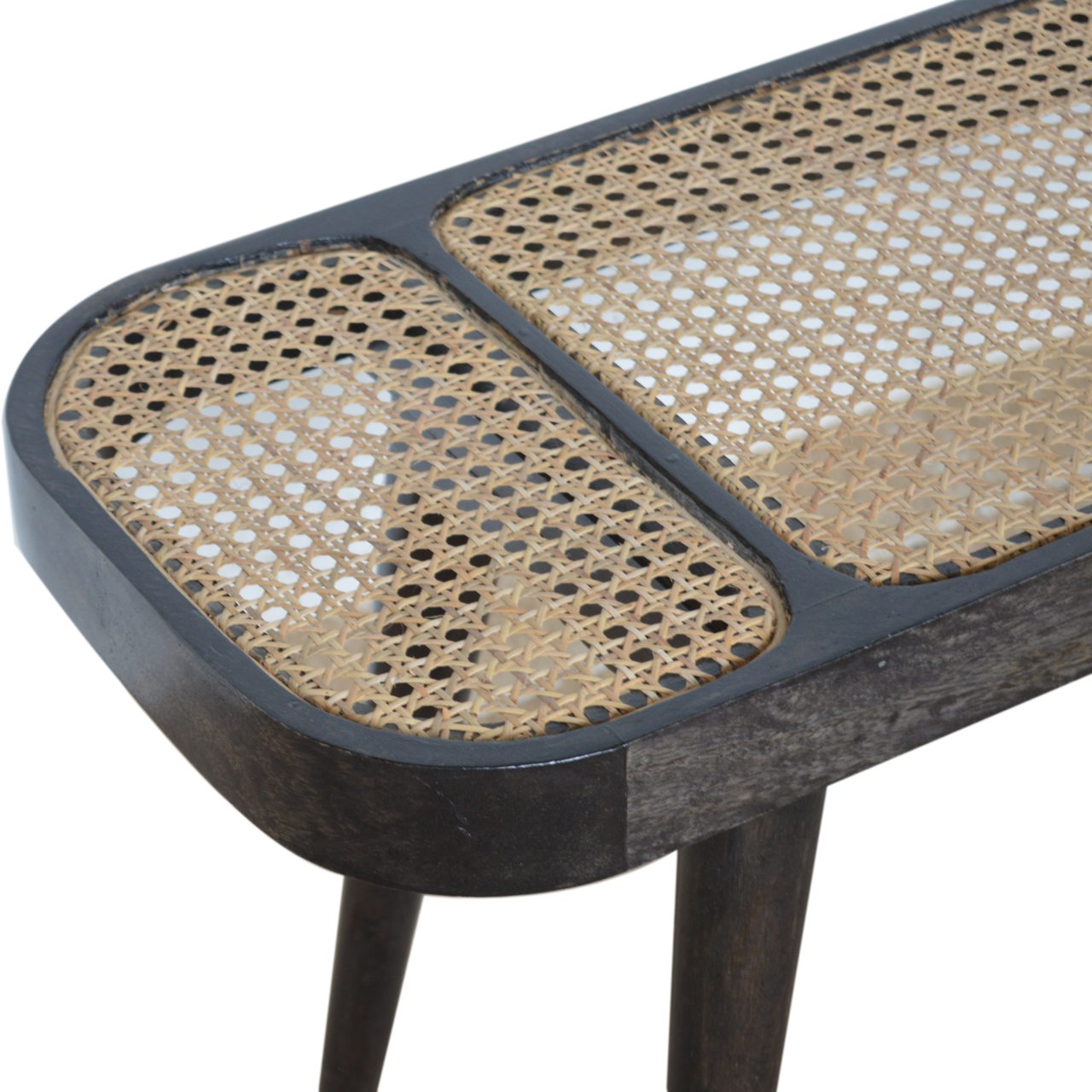Rattan Bench in Ash Black