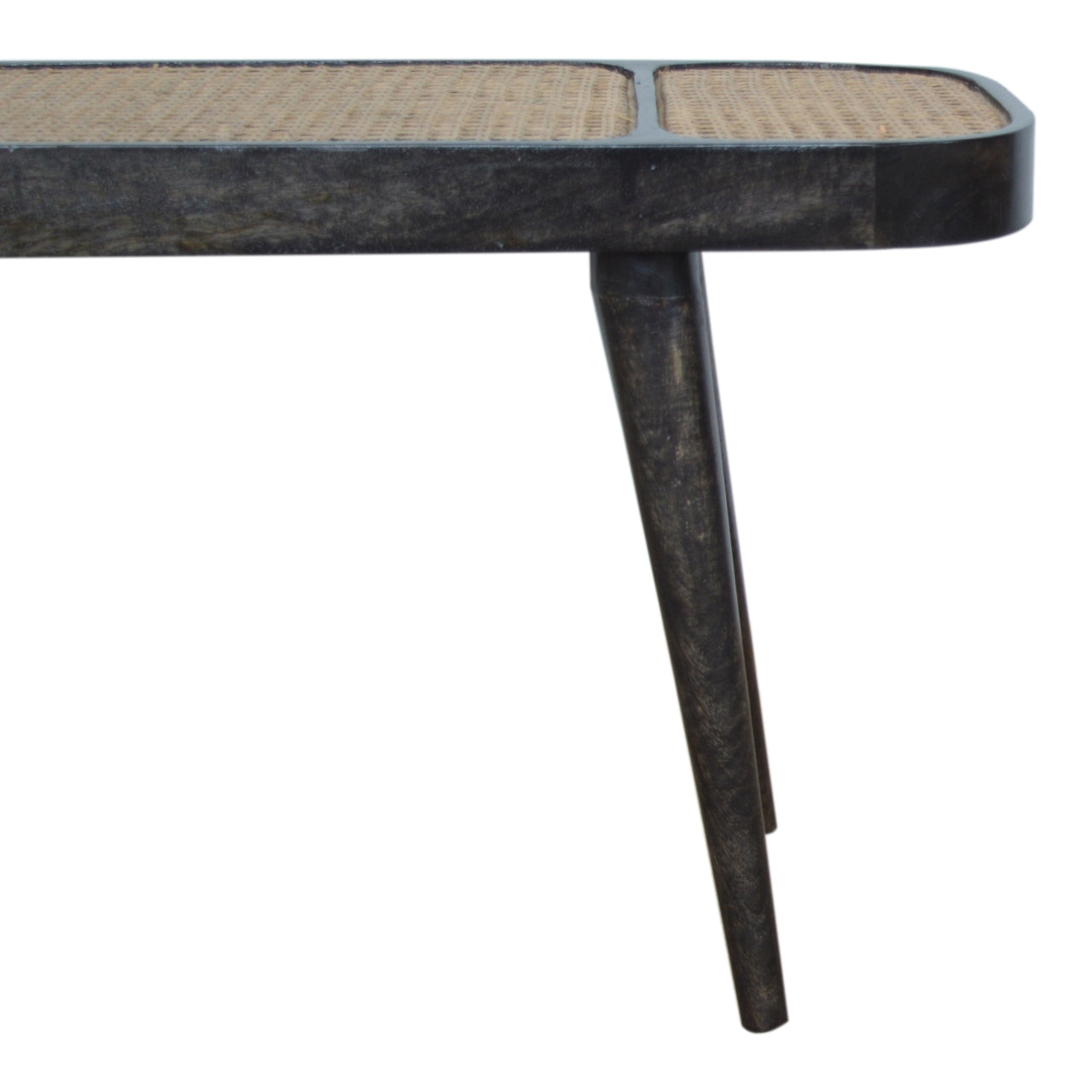 Rattan Bench in Ash Black