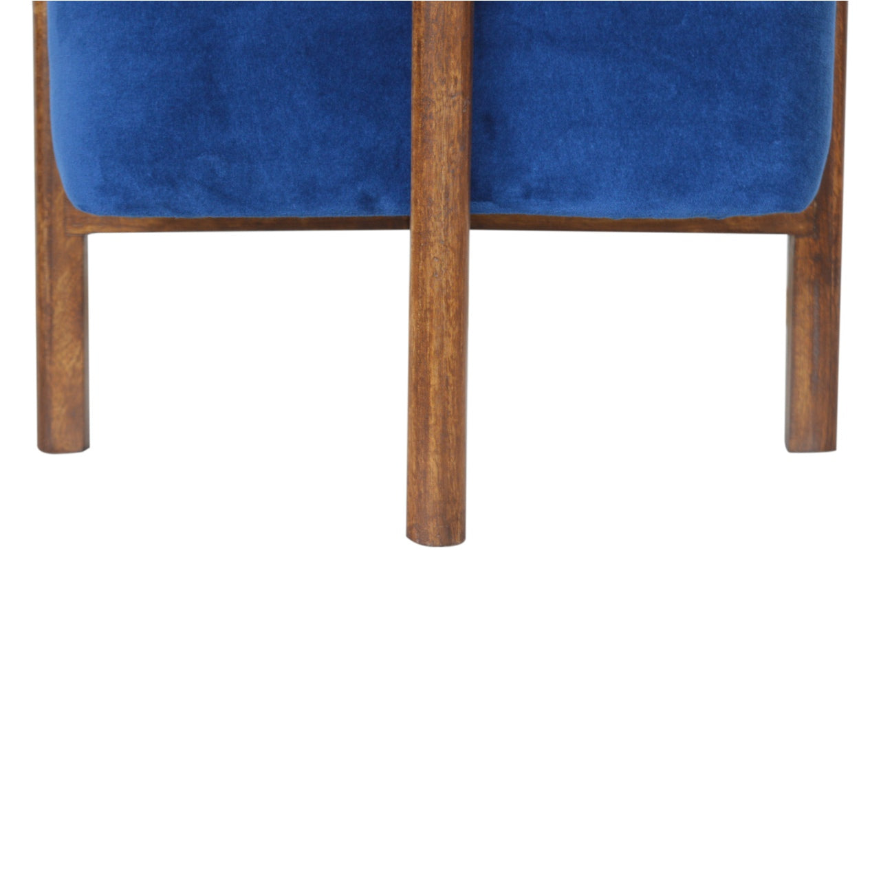 Cubic Footstool with Solid Wood Legs in Royal Blue Velvet