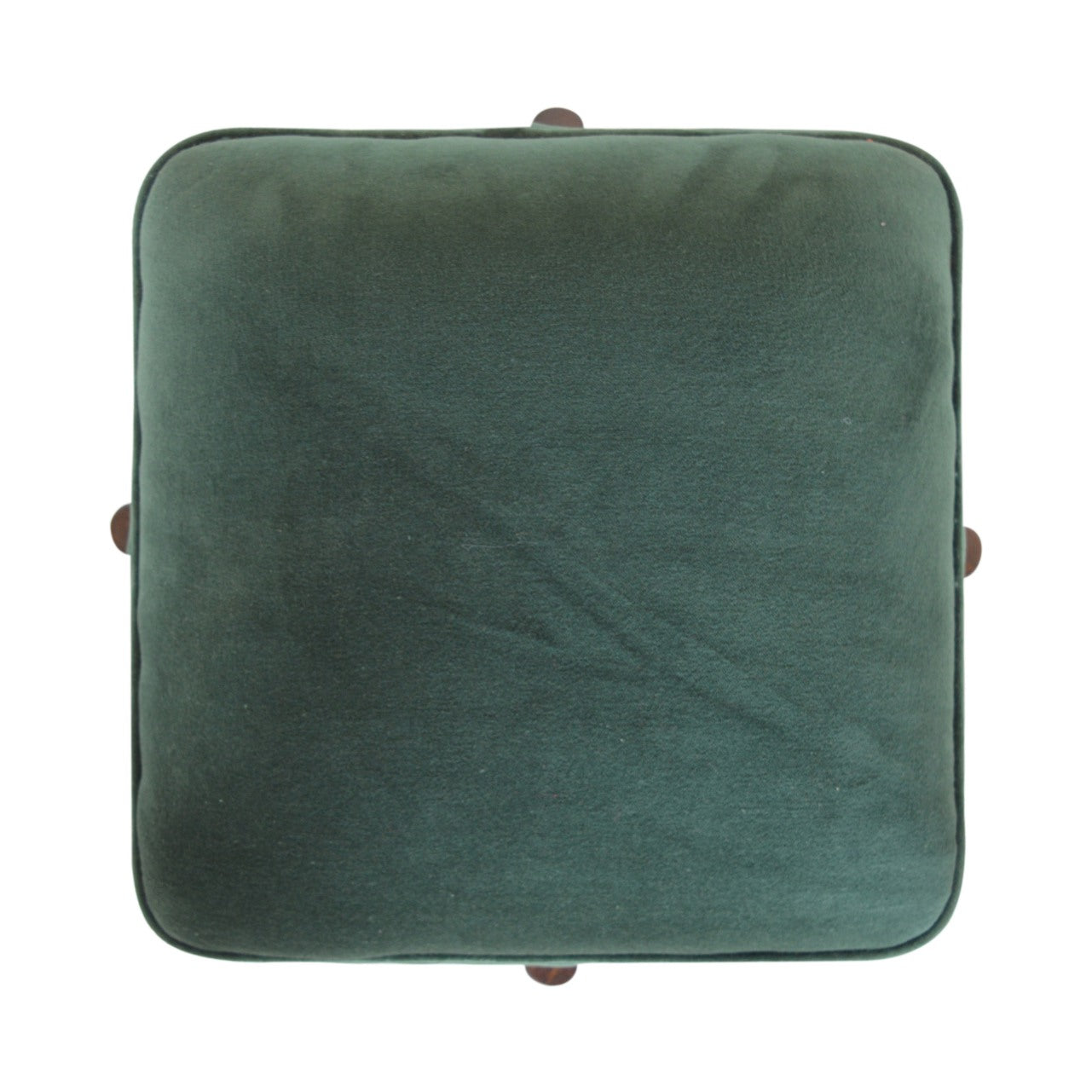 Cubic Footstool with Solid Wood Legs in Emerald Velvet