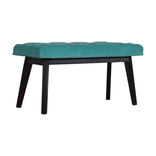 Nordic Style Aqua Velvet Hallway Bench for Elegant Entryways