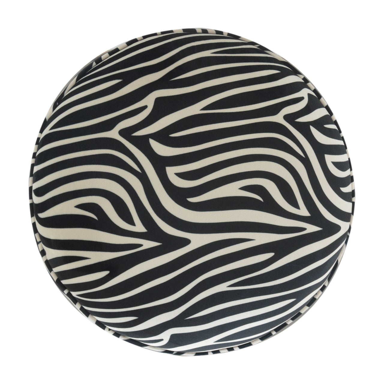 Round Footstool With Zebra Print