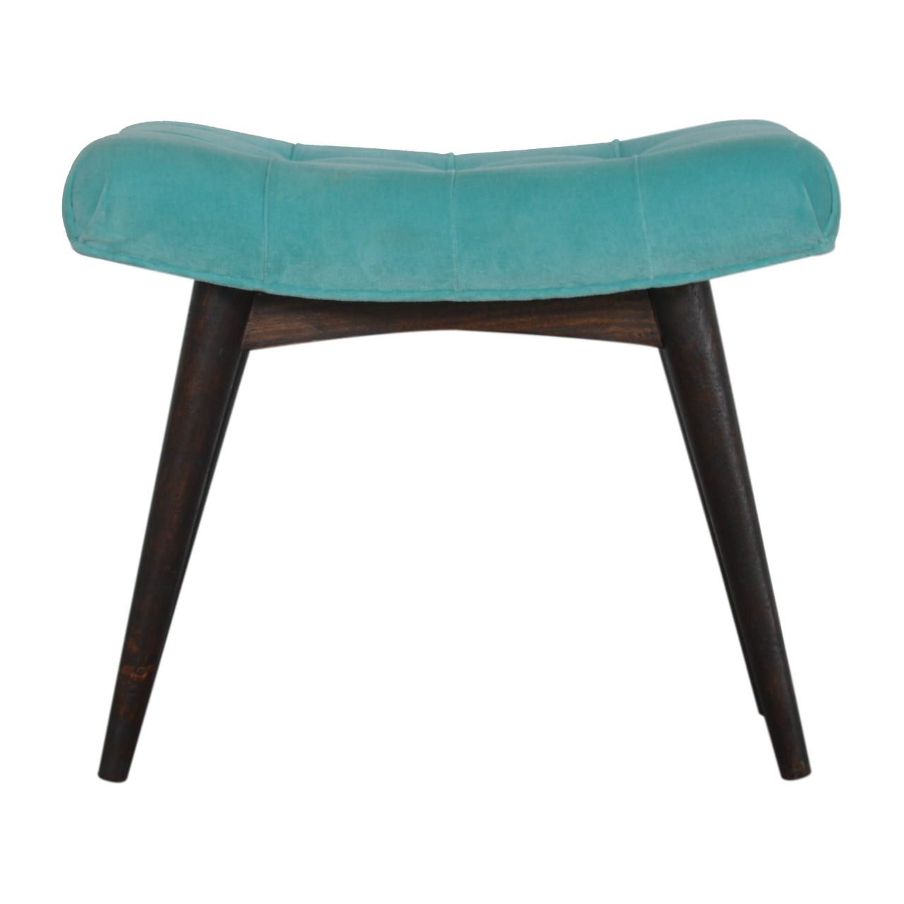 Nordic Aqua Cotton Velvet Curved Bench