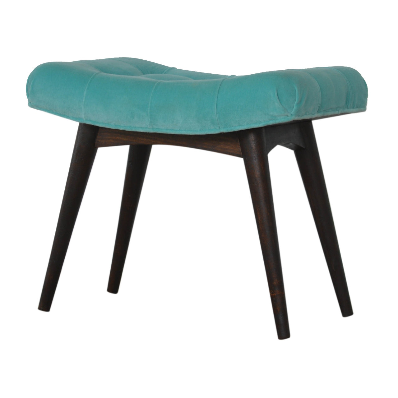 Nordic Aqua Cotton Velvet Curved Bench