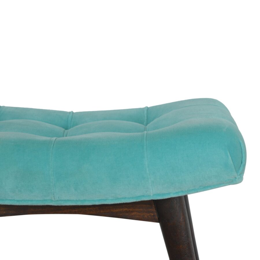 Nordic Aqua Cotton Velvet Curved Bench