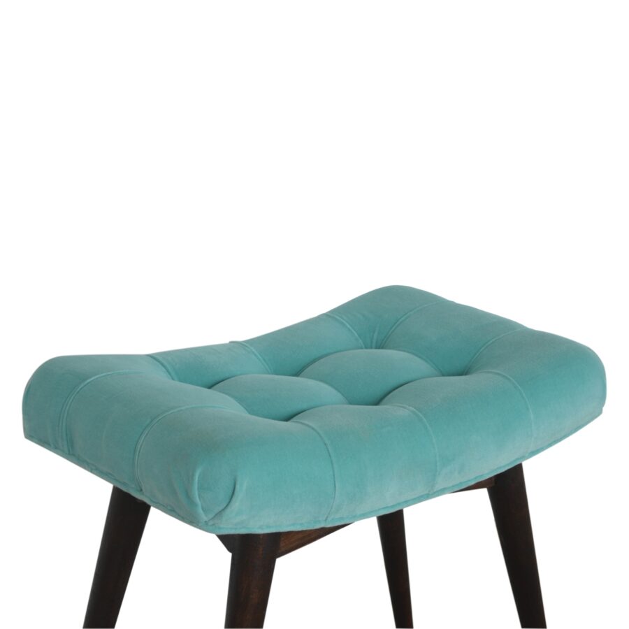 Nordic Aqua Cotton Velvet Curved Bench