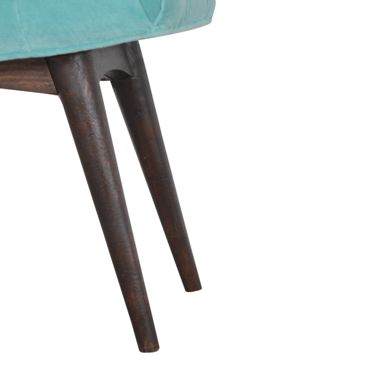 Nordic Aqua Cotton Velvet Curved Bench