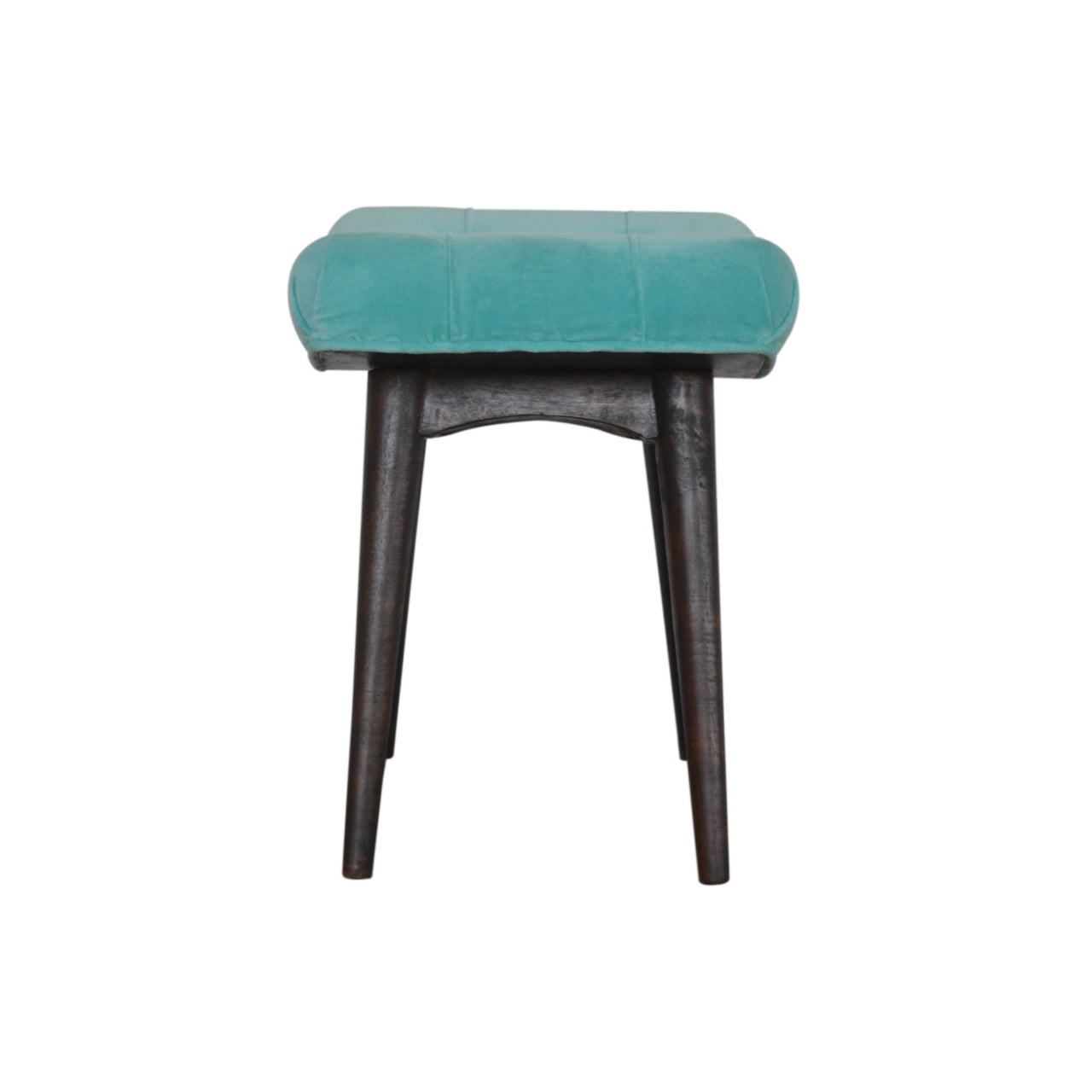 Nordic Aqua Cotton Velvet Curved Bench