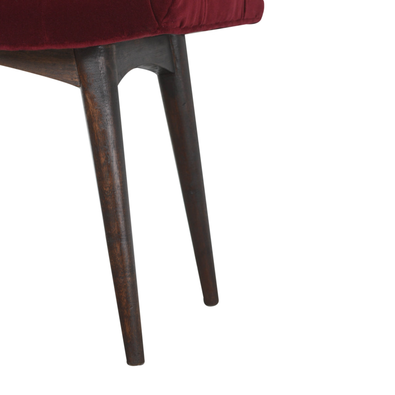 Nordic Wine Red Cotton Velvet Curved Bench