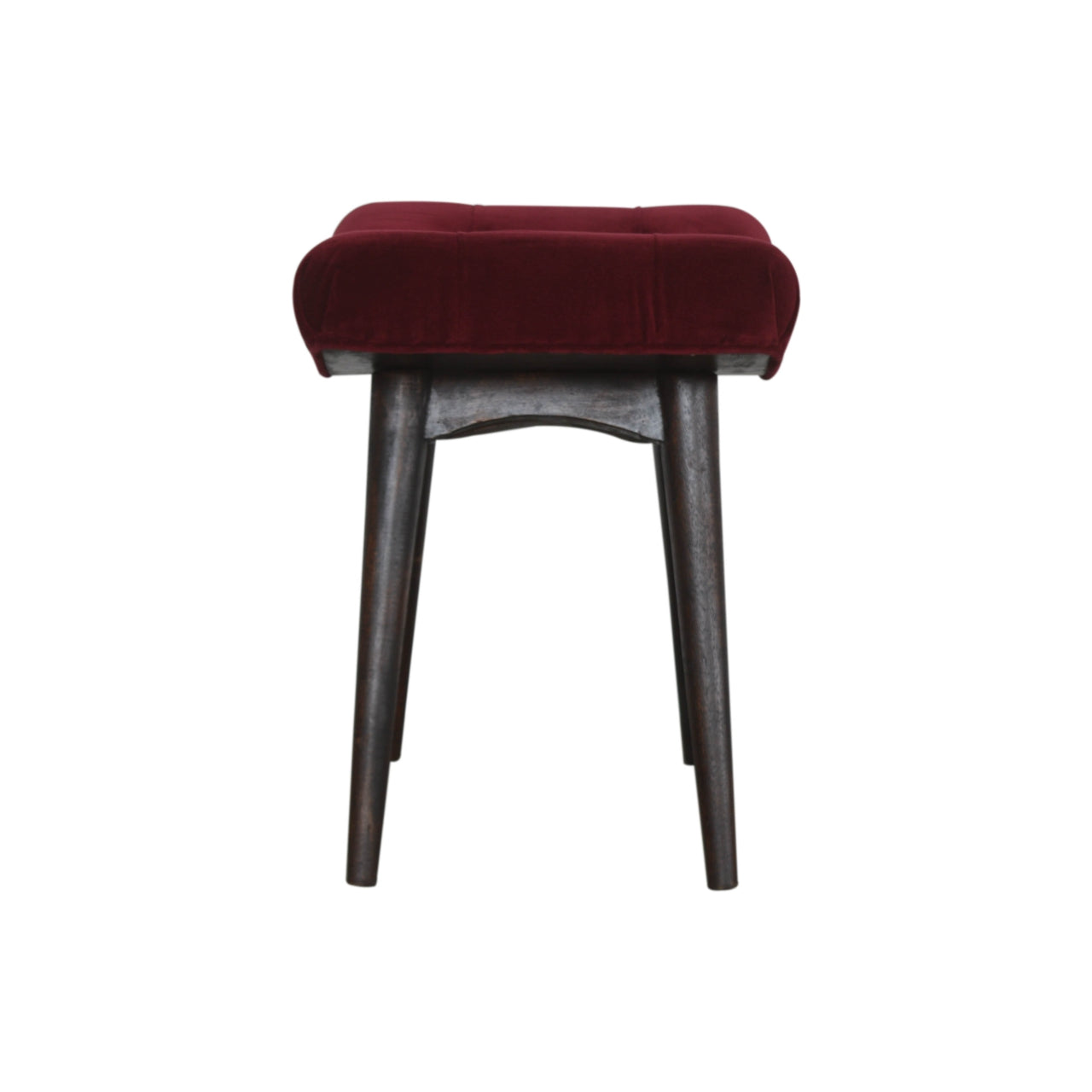 Nordic Wine Red Cotton Velvet Curved Bench