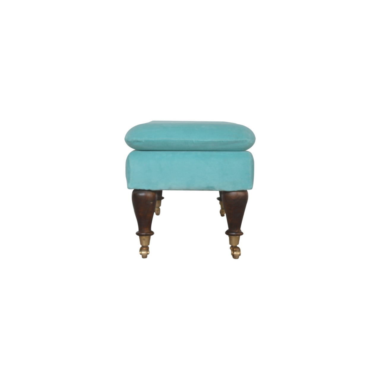 Chester Aqua Velvet Bench with Castor Feet