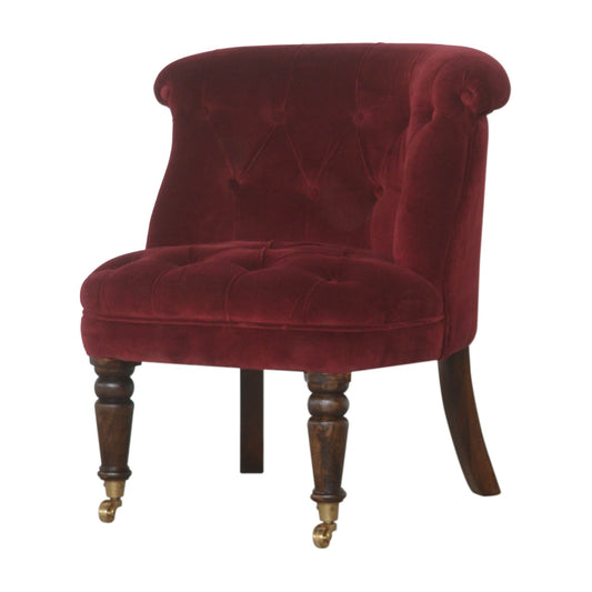 Petite Wine Red Velvet Accent Chair