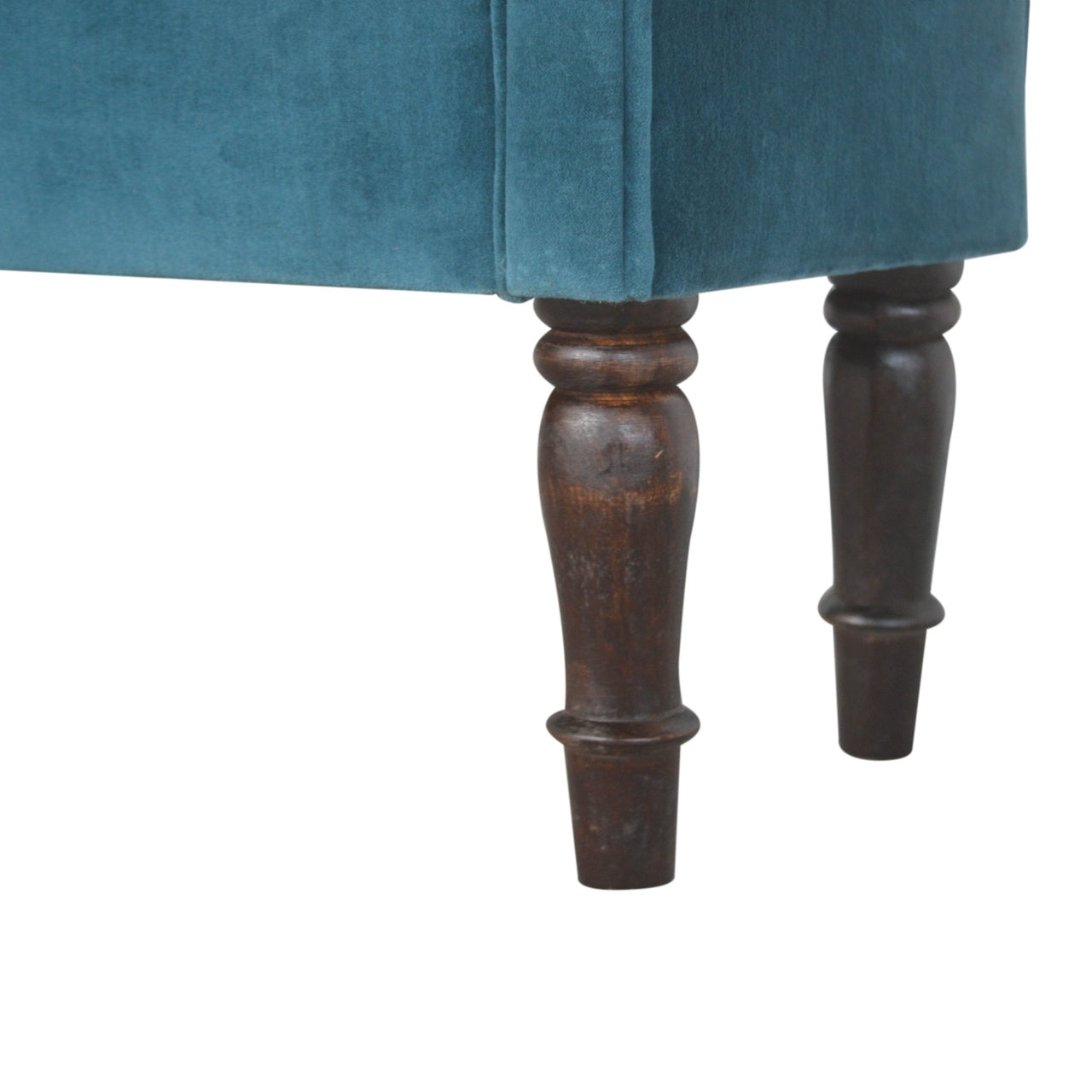 Classic Bench with Turned Feet in Teal Velvet