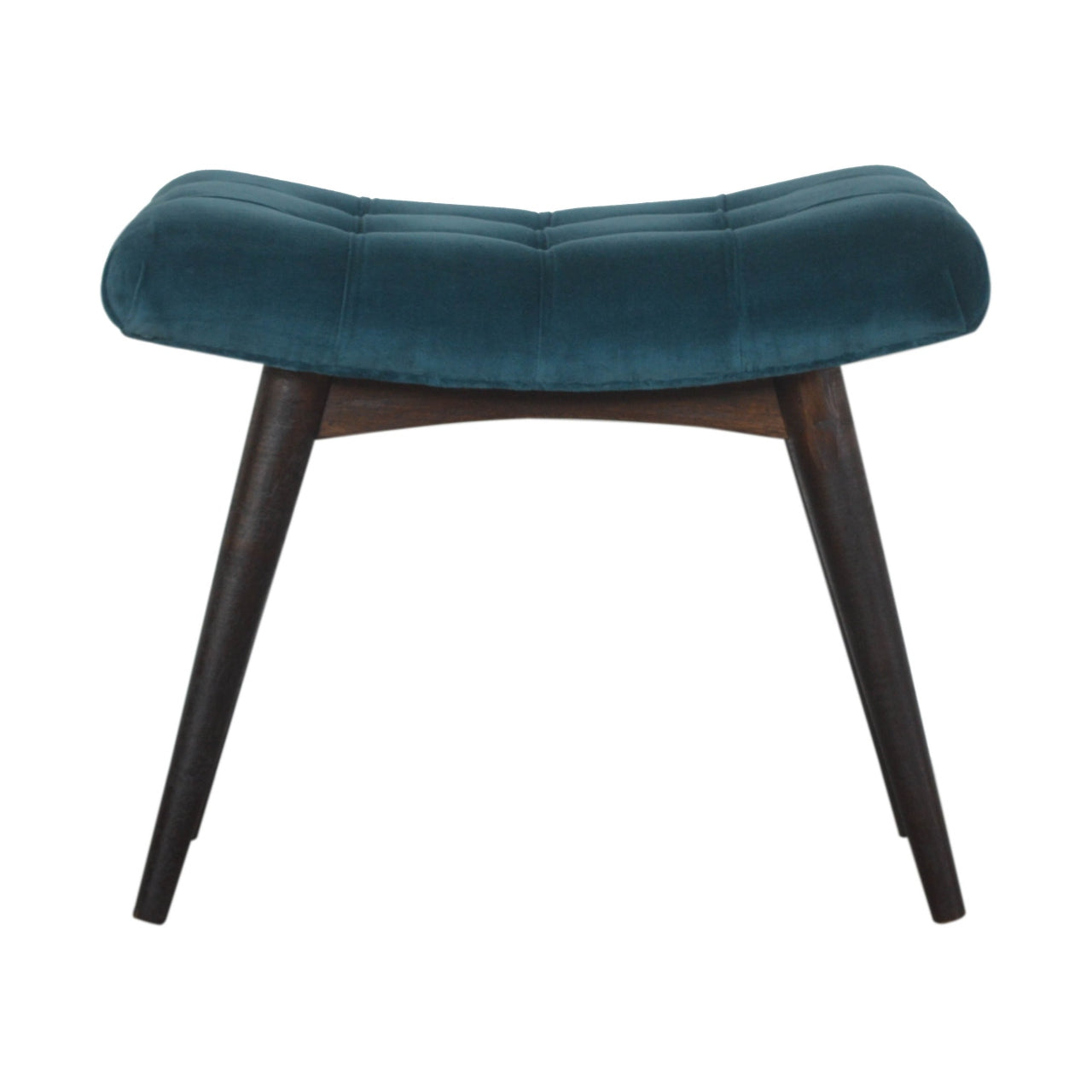 Nordic Teal Cotton Velvet Curved Bench