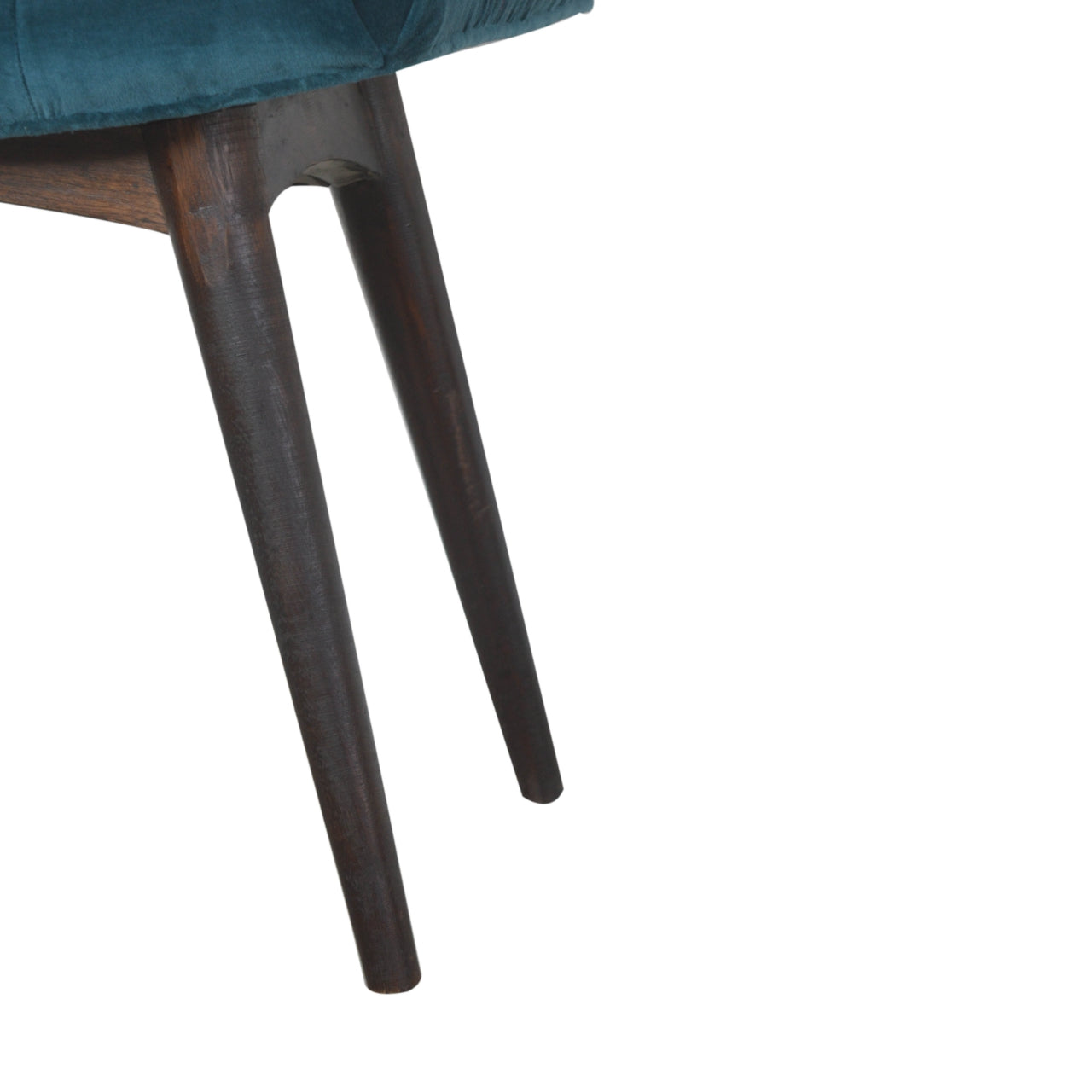 Nordic Teal Cotton Velvet Curved Bench