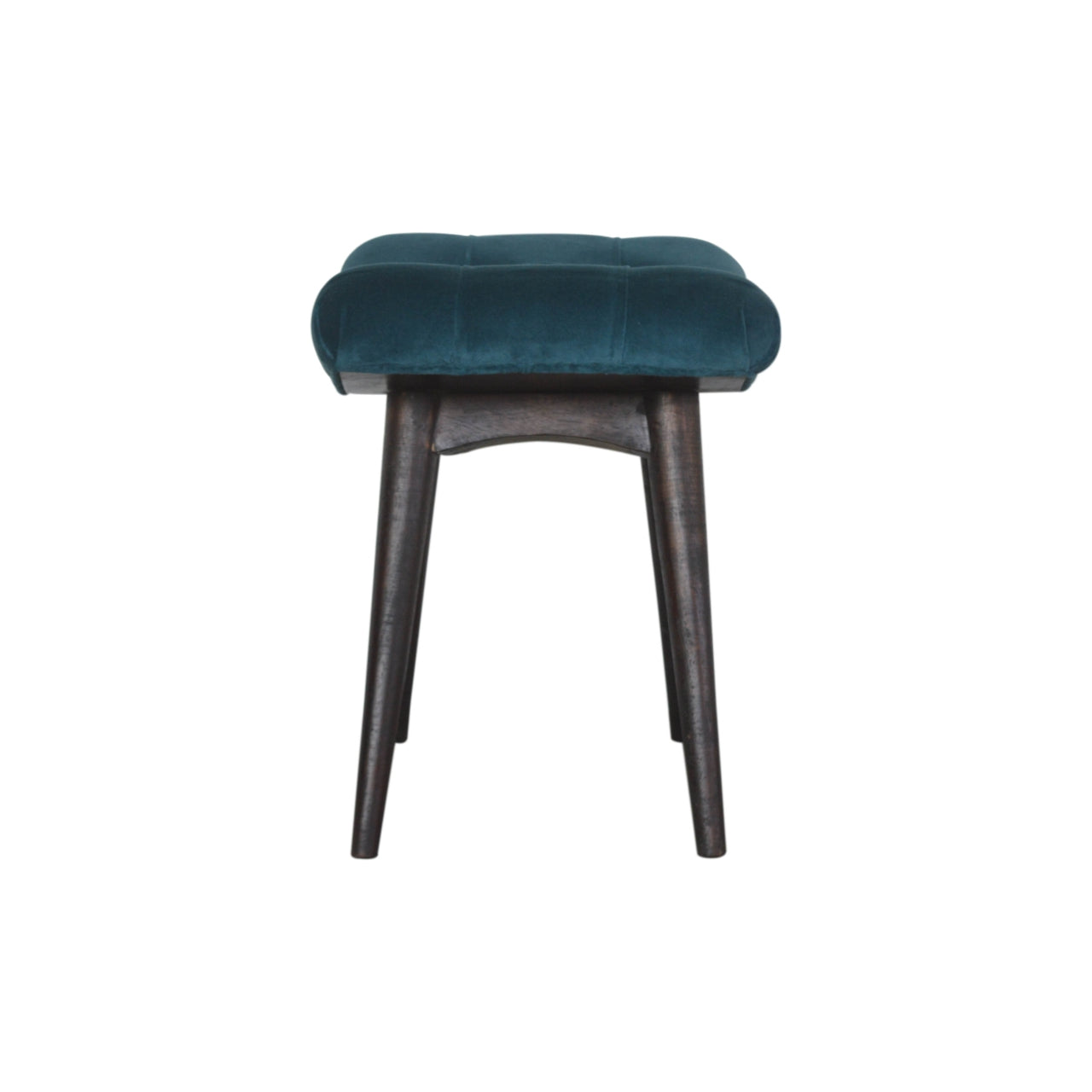 Nordic Teal Cotton Velvet Curved Bench
