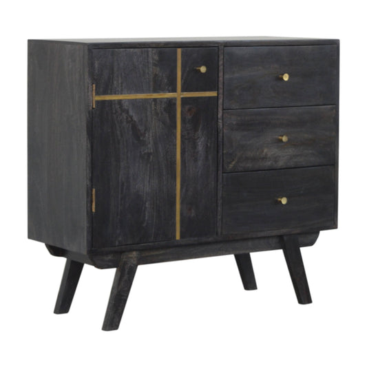 Cairo Cabinet in Black with Brass Detail