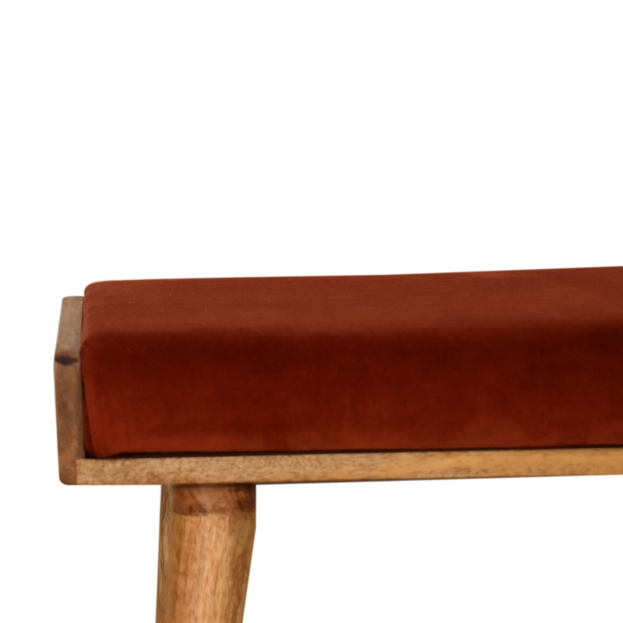 Tray Style Footstool in Brick Red Velvet